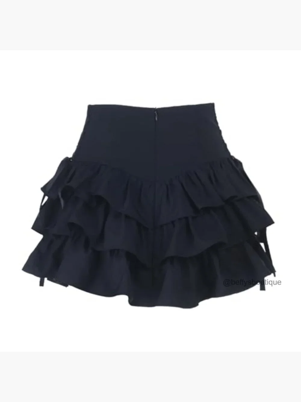 Gothic Ruffle Mini Skirt, Layered Punk Style, Premium Fabric, Versatile Wear - Picture 5 of 6